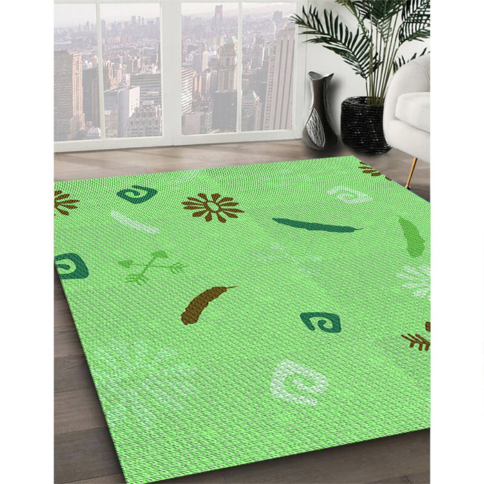Machine Washable Transitional Emerald Green Rug in a Family Room, wshpat2240grn