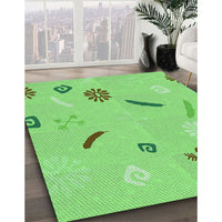 Patterned Emerald Green Rug, pat2240grn