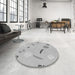 Round Patterned Platinum Silver Gray Rug in a Office, pat2240gry