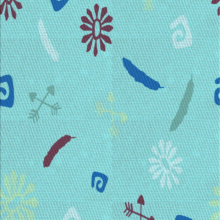 Patterned Macaw Blue Green Rug, pat2240lblu