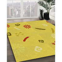 Patterned Golden Yellow Rug, pat2240yw