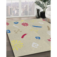 Patterned Khaki Green Novelty Rug, pat2240