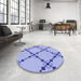 Round Patterned Pastel Blue Rug in a Office, pat2241blu