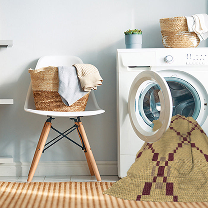 Machine Washable Transitional Chrome Gold Yellow Rug in a Washing Machine, wshpat2241brn