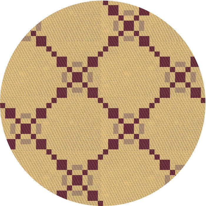 Square Patterned Chrome Gold Yellow Rug, pat2241brn
