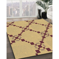 Patterned Chrome Gold Yellow Rug, pat2241brn