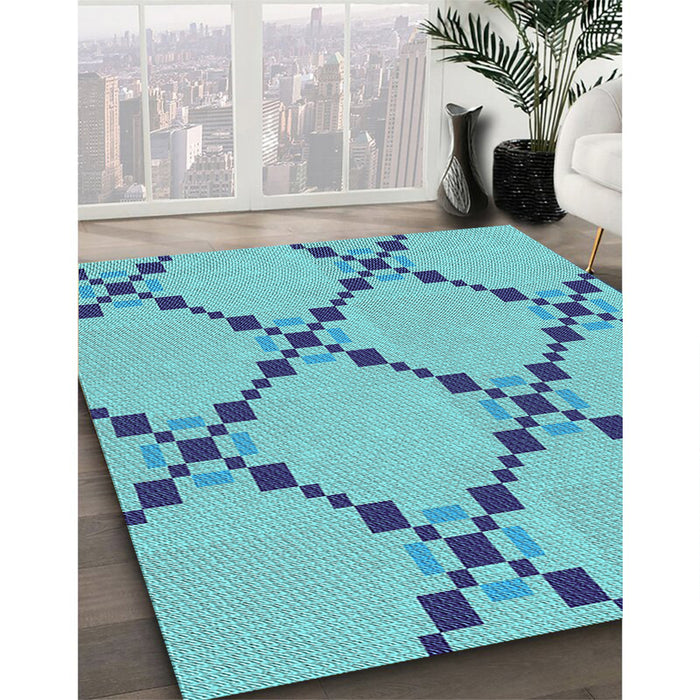 Patterned Blue Ivy Blue Rug in Family Room, pat2241lblu