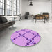 Round Patterned Violet Purple Rug in a Office, pat2241pur