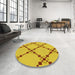 Round Patterned Golden Yellow Rug in a Office, pat2241yw