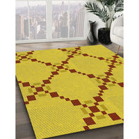 Patterned Golden Yellow Rug, pat2241yw