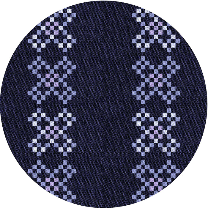 Square Patterned Black Rug, pat2242blu