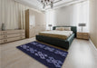 Patterned Black Rug in a Bedroom, pat2242blu