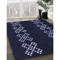 Patterned Black Rug, pat2242blu