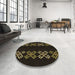 Round Patterned Red Brown Rug in a Office, pat2242brn