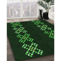 Patterned Black Rug, pat2242grn