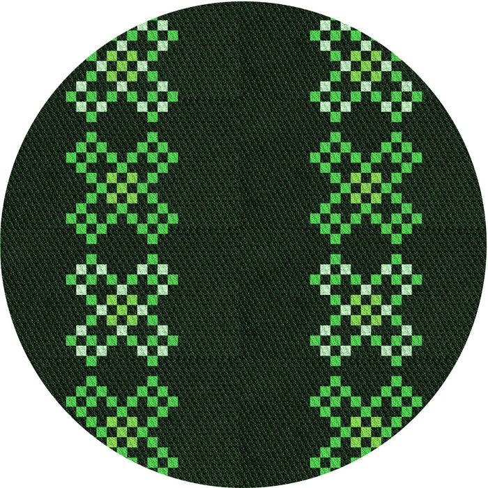 Square Patterned Black Rug, pat2242grn