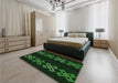 Patterned Black Rug in a Bedroom, pat2242grn