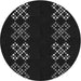 Square Patterned Black Rug, pat2242gry