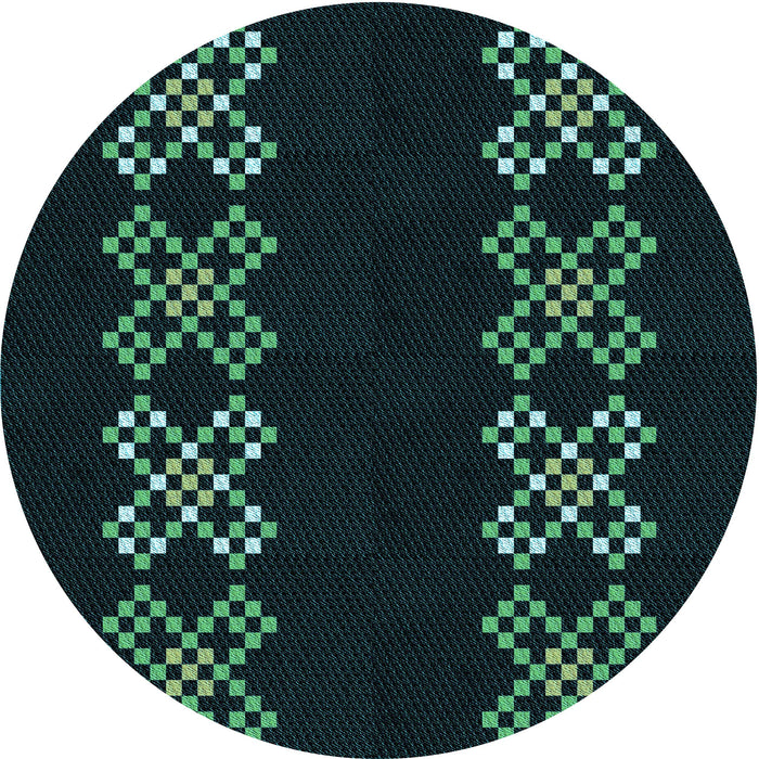 Square Patterned Black Rug, pat2242lblu