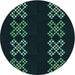 Square Patterned Black Rug, pat2242lblu