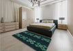 Patterned Black Rug in a Bedroom, pat2242lblu