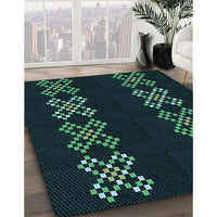 Patterned Black Rug, pat2242lblu