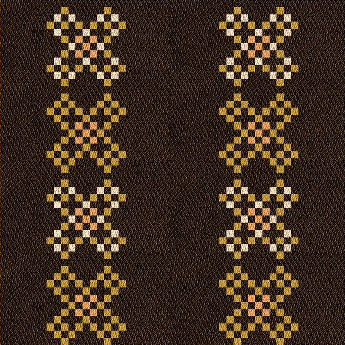 Round Patterned Saddle Brown Rug, pat2242org