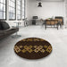 Round Patterned Saddle Brown Rug in a Office, pat2242org