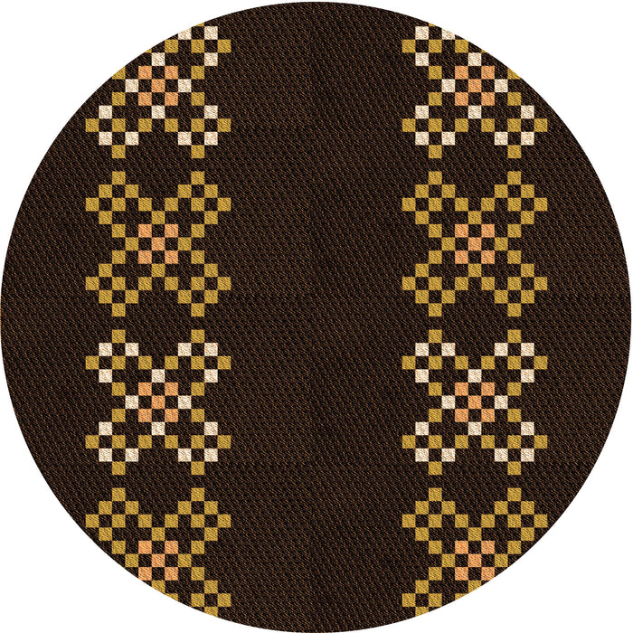 Square Patterned Saddle Brown Rug, pat2242org
