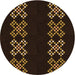 Square Patterned Saddle Brown Rug, pat2242org