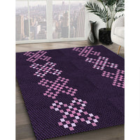 Patterned Midnight Gray Rug, pat2242pur