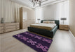 Patterned Midnight Gray Rug in a Bedroom, pat2242pur