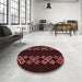 Round Patterned Chocolate Brown Rug in a Office, pat2242rd