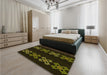 Patterned Oak Brown Rug in a Bedroom, pat2242yw