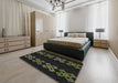 Patterned Black Novelty Rug in a Bedroom, pat2242