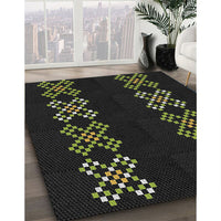 Patterned Black Novelty Rug, pat2242