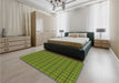 Patterned Green Rug in a Bedroom, pat2243grn