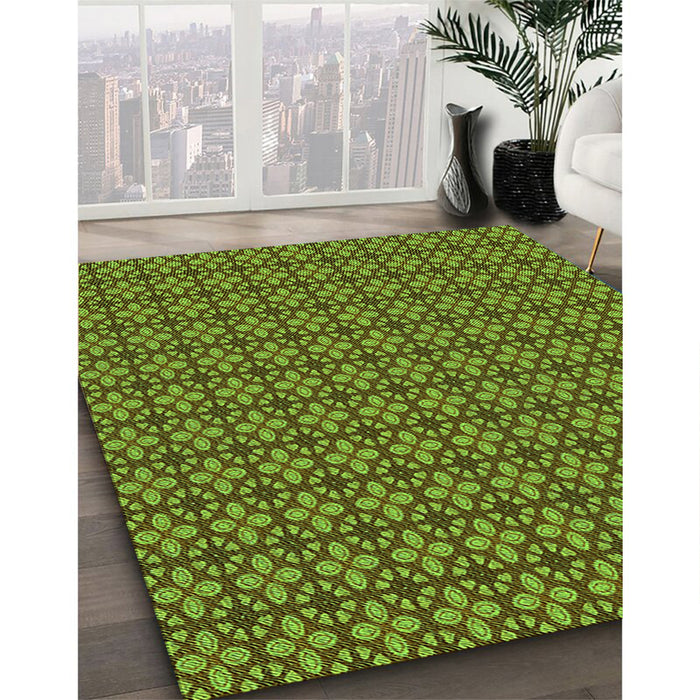 Patterned Green Rug in Family Room, pat2243grn