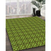 Patterned Green Rug in Family Room, pat2243grn