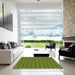 Square Patterned Green Rug in a Living Room, pat2243grn