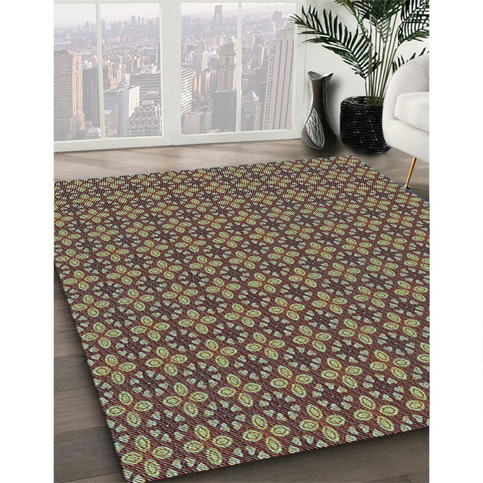 Machine Washable Transitional Red Brown Rug in a Family Room, wshpat2243lblu