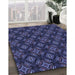 Patterned Night Blue Rug in Family Room, pat2244blu