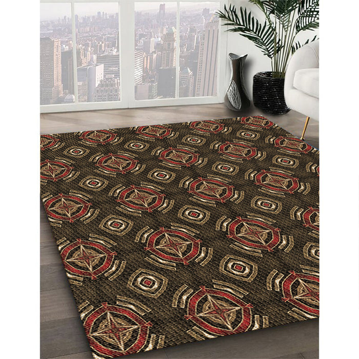Machine Washable Transitional Sienna Brown Rug in a Family Room, wshpat2244brn