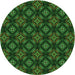 Square Machine Washable Transitional Dark Forest Green Rug in a Living Room, wshpat2244grn