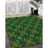 Patterned Dark Forest Green Rug, pat2244grn