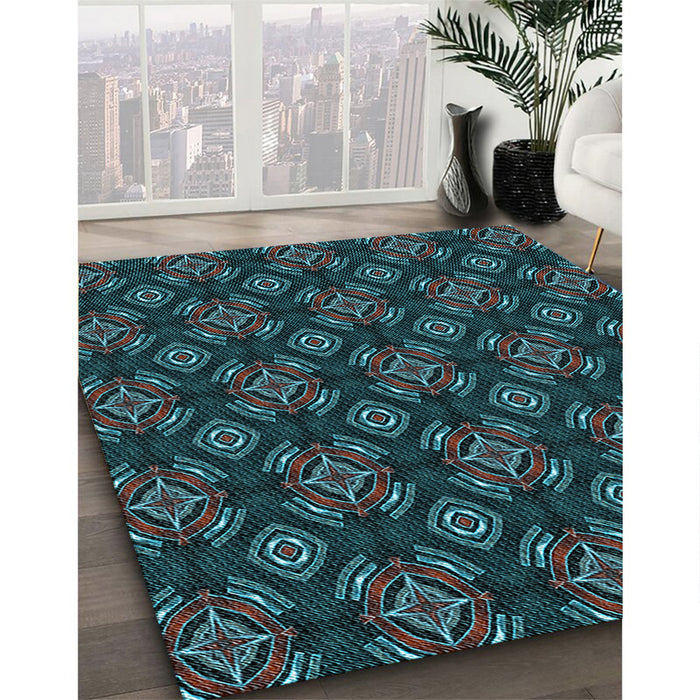 Machine Washable Transitional Charcoal Black Rug in a Family Room, wshpat2244lblu