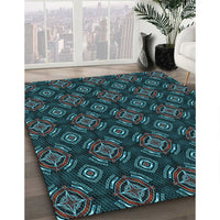 Patterned Charcoal Black Rug, pat2244lblu