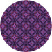 Square Machine Washable Transitional Dark Orchid Purple Rug in a Living Room, wshpat2244pur