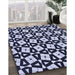 Patterned Night Blue Rug in Family Room, pat2245blu