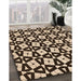 Patterned Black Brown Rug in Family Room, pat2245org